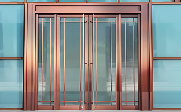 和静玻璃地弹门